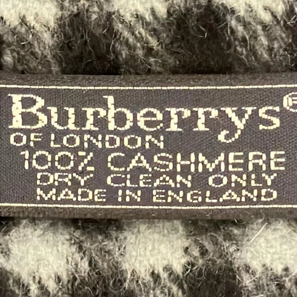 Auth Burberry's - Dark Navy Red Light Blue Cashmere Scarf - Picture 3 of 5